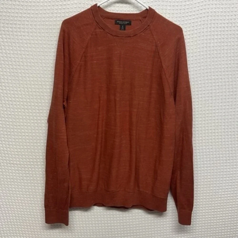 Banana Republic Orange CrewNeck Sweater Pullover Men XL Tall China 100% Cotton